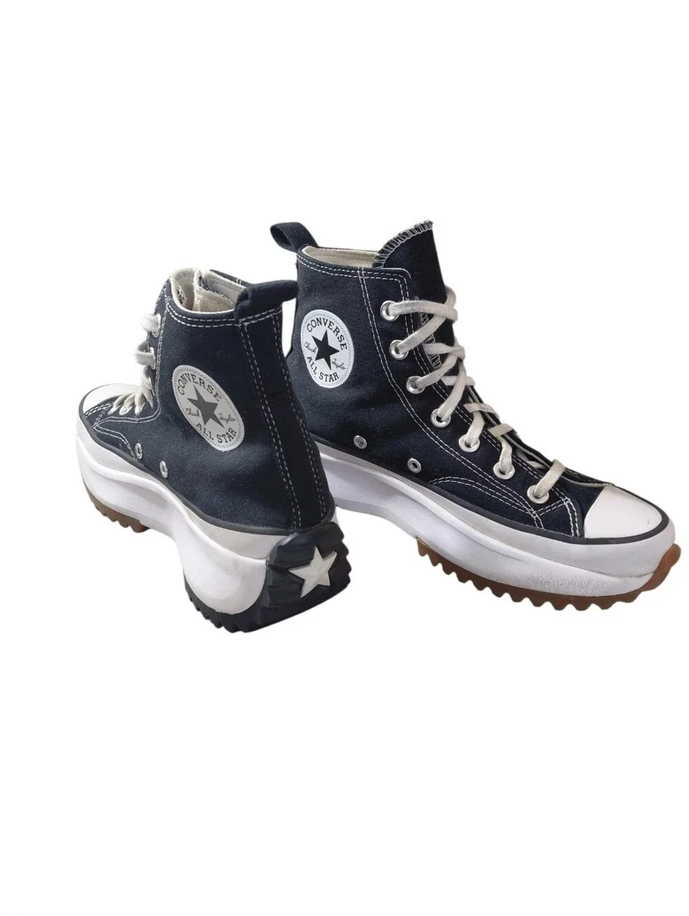 Converse Run Star Hike High Top Sneakers in Navy Blue & White Size
